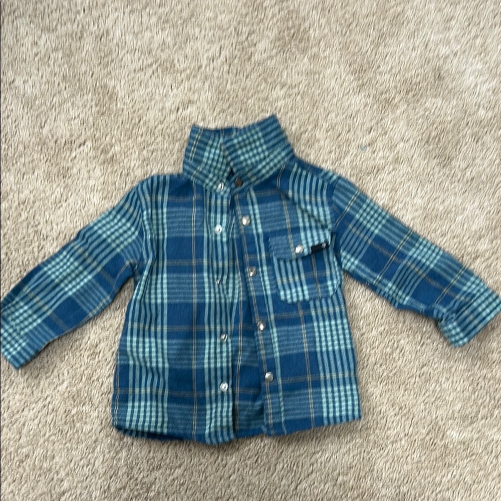 Little Boys Volcom Blue and Green Plaid Button Down Shirt 2t